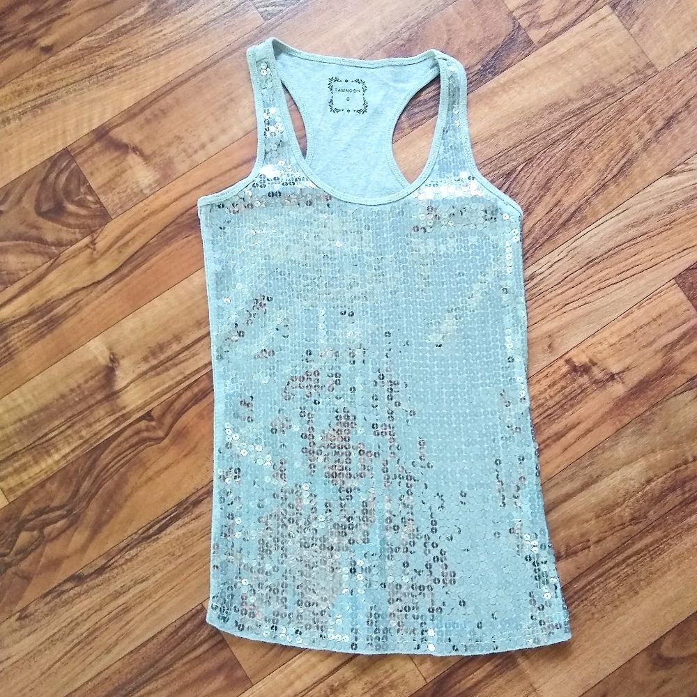 Tamnoon sequin gray tank top